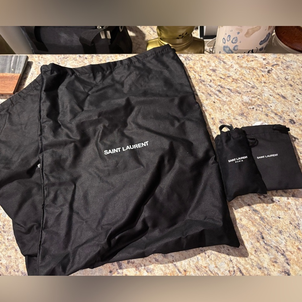 Saint Laurent Black and White Sneaker Laces and Shoe Dustbags